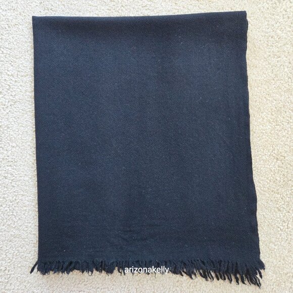 Large Wool Woven Wrap Scarf Black - Picture 8 of 9